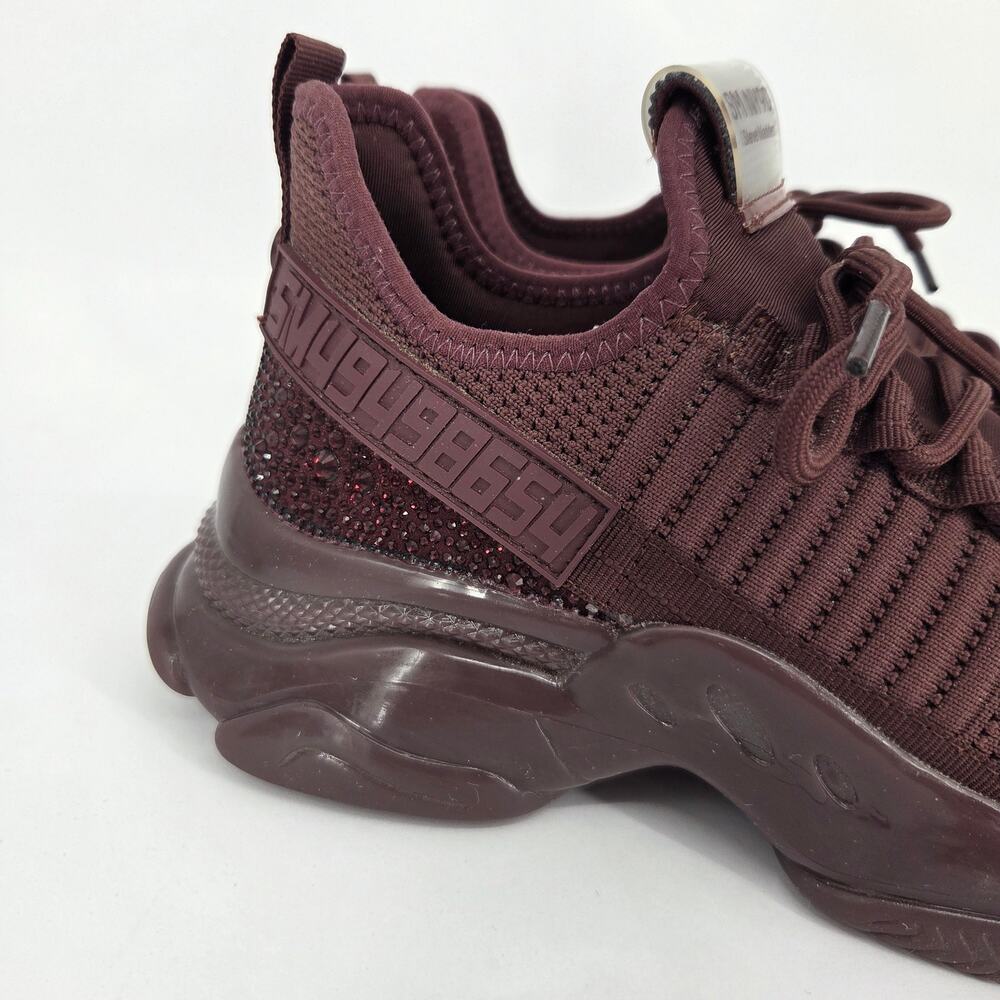 Steve Madden Maxima Sneakers Burgundy Rhinestone Gum Bottom Women's Size 9.5 - Picture 4 of 11
